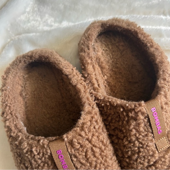 Bombas brown sunday fleece sherpa fuzzy wool slippers womens 8 - Picture 4 of 7